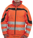 Beeswift Eton Softshell Hi Vis Jacket Windproof, Water Resistant Orange - Et41 Hi Vis Jackets Active-Workwear Hi Vis orange Softshell Jacket. Windproof Fleece backed, breathable fabric. 2 hand warmer front pockets Adjustable cuffs 6 cm retro-reflective tape Retro-reflective piping. Spiral wound front zip to neck Hip draw cord Lightweight, stylish & comfortable. Conforms to EN ISO 20471 Class 3 high visibility