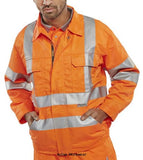 Railway Spec Hi Vis Jacket With Multi Pockets & Teflon Coating RIS 3279 -Beeswift Rsj Hi Vis Jackets Active-Workwear EN471 2003. GO/RT 3279.RIS3279 280gsm 80-20 Polyester cotton Teflon coated for improved soil release. Durable hard wearing whilst remaining soft and comfortable. Retro reflective tape. Two breast pockets with flaps. Two hip pockets THIS IS NOT PADDED OR WATERPROOF
