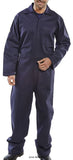 Navy Blue Beeswift Flame Retardant Boilersuit Overall FR Welding Coverall cfrbs Boilersuits & One pieces Active-Workwear 300gram 100% cotton drill fabric with flame retardant treatment. Concealed stud front to neck. One left breast pocket with flap. Two front hip pockets, plain back and hips, Embroidered FR logo to upper arm