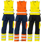 Blaklader Hi Vis Sleeveless Work Overalls with Knee Pad & Nail Pockets - 2653 Boilersuits & Onepieces Active-Workwear Comfortable sleeveless Blaklader one peice suit with stretch back, adjustable at the shoulder seams. Cordura kneepad pockets to protect your knees. Screwdriver loops on the nail pockets. Certified according to EN ISO 20471 Class 2, high visibility protective clothing. 85% polyester, 15% cotton, satin, 300g/m² CORDURA reinforced on knees Adjustable at shoulder 