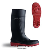 Dunlop Acifort Full Safety Wellington Boot Steel Toecap and Midsole Acifort full safety. PVC/Nitrile Rubber Steel toe cap, Midsole protection Various chemical resistant. Oil resistant outsole.100% Waterproof. EN ISO 20345 