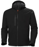 Black Helly Hansen Kensington Hooded Soft Shell Jacket-74230 Workwear Jackets & Fleeces Helly Hansen Active-Workwear The Kensington Hooded softshell jacket is an excellent choice for the tradesmen who values ease and practicality. The high collar has a brushed fleece inside and the back is extended for improved comfort. It has multiple conveniently placed YKK zipper pockets and the chest pocket is outfitted with a cord hole for headphones that alleviates any unnecessary tangling.