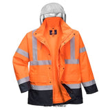 Orange Hi Vis 4 in1 Waterproof Reversible Contrast Jacket GORT RIS 3279 Portwest - S471 Hi Vis Jackets Active-Workwear Contemporary design 4-in-1 versatile jacket that offers four combinations: light weight outer outer with body warmer combined wear-alone body warmer and reverse colour body warmer. Comfortable and practical the jacket i
