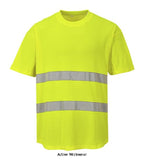 Yellow Portwest Hi-Vis Mesh Panel Tee Shirt RIS 3279 (orange)- C394 Hi Vis Tops Active-Workwear This revolutionary design combines the superior quality of Cotton Comfort fabric with ventilating mesh panel inserts. Designed to generate air-flow, this garment will keep the wearer cool in high temperature working environments. Features Breathable fabric to draw moisture away from the body keeping the wearer cool, dry and comfortable Moisture wicking fabric helping to keep the body warm, cool and dry