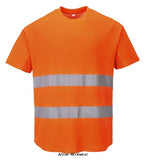 Portwest Hi-Vis Mesh Panel Tee Shirt RIS 3279 (orange)- C394 Hi Vis Tops Active-Workwear This revolutionary design combines the superior quality of Cotton Comfort fabric with ventilating mesh panel inserts. Designed to generate air-flow, this garment will keep the wearer cool in high temperature working environments. Features Breathable fabric to draw moisture away from the body keeping the wearer cool, dry and comfortable Moisture wicking fabric helping to keep the body warm, cool and dry Reflective tap