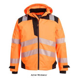 Orange Portwest Hi Vis PW3 Extreme Breathable Stretch Rain Jacket RIS 3279 -PW360 Jackets & Fleeces Active-Workwear The PW3 Hi-Vis Extreme Rain Jacket is part of the Innovative Portwest PW3 range of Performance workwear. The PW360 is a highly waterproof and breathable high visibility jacket. Made from a durable 300D stretch oxford PU coated, stain resistant fabric, this jacket includes many outstanding features such as detachable ergonomically shaped hood, multiple pockets for secure storage