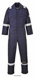 Navy Blue Portwest Inherent Flame retardant Anti Static FRAS Modaflame Hi Vis Coverall - MX28 Boiler suits & Onepieces Active-Workwear  The fibres used in this fabric include 60% Modacrylic, an inherently flame retardant fibre that does not combust, the fibres are difficult to ignite and will self-extinguish, providing natural flame retardancy without the need for an FR chemical treatment in the textile process.