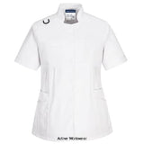 white Portwest Medical Maternity Tunic-LW22 Shirts Polos & T-Shirts PortWest Active Workwear A fresh new look and a flattering maternity fit for our new tunic range for the medical and beauty world. The comfort of this garment comes from a new lightweight stretch fabric and an action back so it can move with you and still look great at the end of a long day.