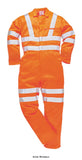 Orange Portwest Rail Heavy Polycotton Hi Vis Coverall Boiler Suit RIS 3279 - RT42 Boilersuits & Onepieces Active-Workwear The industrial wash Hi-VisTex tape to the arms, legs, chest and shoulders provide outstanding wearer visibility while the heavyweight fabric and rugged design ensures the coverall lasts longer. Elastic at the waist provides a roomy fit.