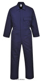 Navy Portwest Standard Coverall Boilersuit Stud Front - C802 Boilersuits & Onepieces Active-Workwear  The winning features of this popular coverall include one chest one rule and two side pockets. Back elastication provides all day comfort. Durable polycotton fabric for high performance and maximum wearer comfort 50+ UPF rated fabric to block 98% of UV rays 5 pockets for ample storage Phone pocket Rule pocket Half elasticated waist for a secure and comfortable fit Concealed stud front 