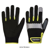 PW3 Enhanced Vis General Utility Multi-Purpose Touchscreen Glove-A770 Workwear Gloves PortWest Active Workwear This high-performing glove is multi-purpose and suitable for any job. Lightweight and comfortable without compromising performance. PW3 reflective tape enhances wearer visibility in low light conditions. Reinforced thumb crotch and fingertips adds abrasion resistance in high wearing areas. Highly durable synthetic leather palm. This glove can be used on most touchscreen devices.