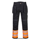PW3 Hi Vis Holster Pockets Kneepad Mens Work Trousers Class 1 Portwest PW307 Trousers Portwest Active-Workwear An innovative class 1 hi-vis trouser featuring multi-functional holster pockets top loading kneepad pockets and an easy access multiway thigh pocket for secure storage of phone keys and tools. Oxford fabric reinforcement at key abrasion points and triple stitching throughout guarantees maximum durability. CE certified