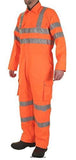 Orange Railway Spec Hi Vis Coverall With Cargo Pockets & Teflon Coating Beeswift Rsc-RIS 3279 Boilersuits & Onepieces Rail Industry Overall 80-20 polyester cotton Teflon treatment for improved soil release Durable hard wearing whilst remaining soft and comfortable Double sewn seams for extra strength 2 cargo pockets Knee pad pockets 3M retro reflective tape Conforms to ISO 20471 Class 3 High Visibility RIS-3279-TOM - Railway use certified.