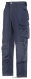 Navy Snickers Work Trousers with Kneepad Pockets Canvas Plus-3314 Trousers Active-Workwear  Amazing work trousers made in extremely comfortable yet durable Canvas+ fabric. Features an advanced cut with Twisted Leg design, Cordura reinforcements for extra durability and a range of pockets, including phone compartment. Advanced cut with Twisted Leg design and Snickers Workwear Gusset in crotch for outstanding working comfort with every move Tough Cordura reinforcements at the knees 