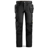 Black Snickers Allround Work 4 way Full Stretch Slim Fit Work Trousers Holster Pockets-6271 Active Workwear Snickers Workwear Snickers Workwear full-stretch work trousers made of durable 4-way stretch fabric for enhanced comfort and freedom of movement. Stretch CORDURA® at knees provides added mobility while pre-bent legs ensure optimal fit. In addition, these everyday multi-purpose trousers feature CORDURA® holster pockets