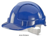 Blue Vented Safety Helmet B-Brand Economy Bbevsh Beeswift Head Protection Active-Workwear Modern Stylish Design, ABS Shell , Vents to crown, Lightweight, Plastic harness c/w sweatband, Slots for attachments, Conforms to EN397 use FXVP25Z post for helmet attachments 