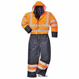 Orange Navy Winter Hi Viz Waterproof Contrast Coverall Lined/padded Portwest S485 RIS 3279 Boilersuits & Onepieces Active-Workwear A high visibility garment designed to be completely practical and safe, the Contrast Coverall protects the body against wet conditions whilst ensuring safety. The quilted liner gives extra warmth. Features CE certified Waterproof with taped seams preventing water penetration Reflective tape for increased visibility Quilt lined for thermal insulation