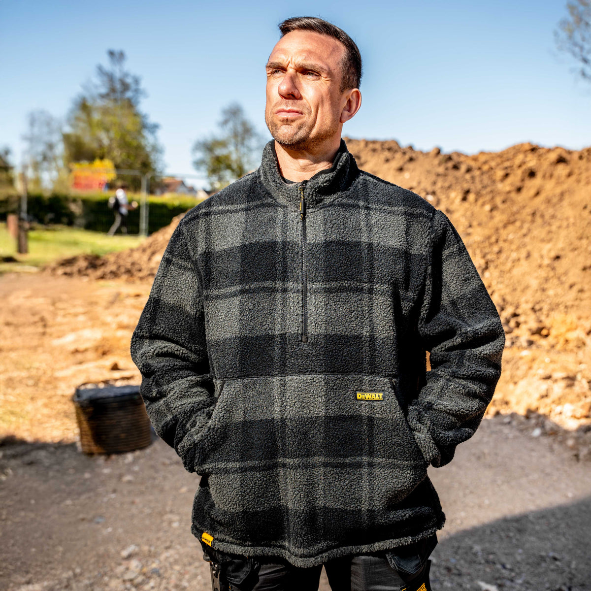 DeWalt 1/4 Zip Check Printed Sherpa Fleece-Deansway