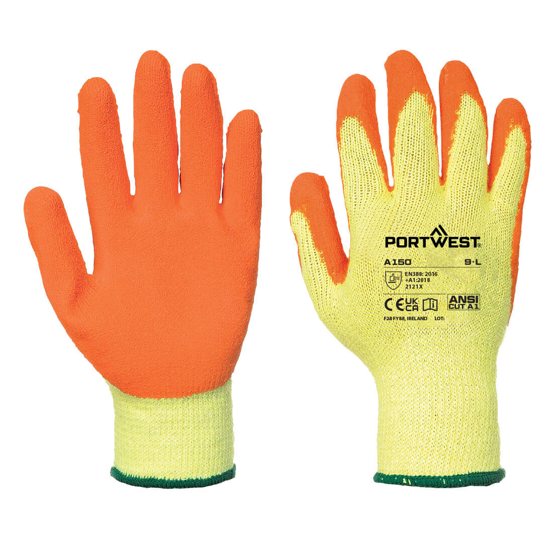 Portwest Grip 10 Latex Economy Builders Grip Glove-A150 eco (12pr PK)