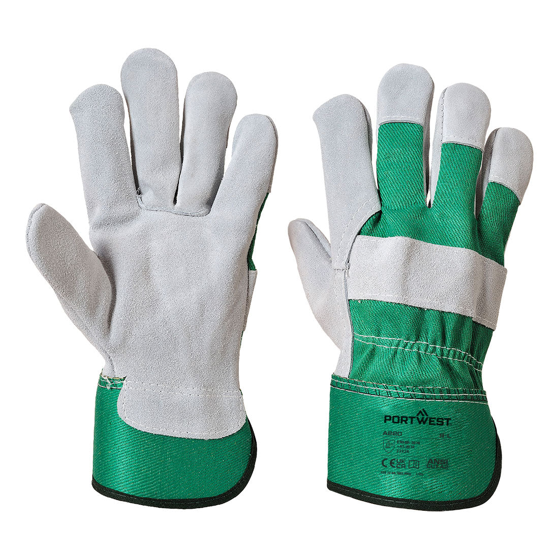 Portwest Leather Rigger Cow Split Glove-A220 pack of 12 pairs