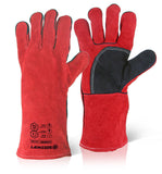 Red Red Welders Gauntlet Reinforced Palm 14" Cat 2 (Pack Of 10) - Beeswift C2Wrpn Hand Protection Active-Workwear Red Welders Gauntlet 14', Reinforced Palm (two layers of leather), Finger welts. Fully lined including cuff. EN388 3.2.3.4. EN407 4.3.4.X.