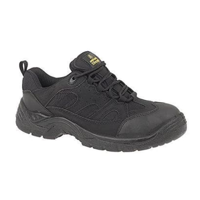 Amblers fs214 vegan friendly black safety trainer - sbp steel toe + midsole