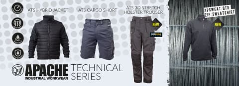 apache techcnical mid layer fleece , ats , 3D softshell apache industrial from Active Workwear, Leeds