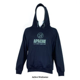 Apache Hoodie Heavyweight Hooded Sweatshirt Hoody -Zenith Workwear Hoodies & Sweatshirts Apache Active-Workwear Brushed back fleece sweatshirt with toggle adjustable double hood. Tunnel front pocket. Durable cotton covered elbow patches. 5 thread stitch detail for durability. A quality hooded sweatshirt for all trades.