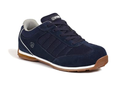 Apache strike retro blue safety trainer steel toe moisture wicking lining.