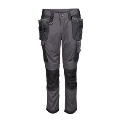 Apache sudbury slim fit stretch work trousers - grey/black lightweight & durable workwear