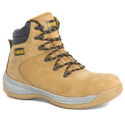 Apache wheat nubuck safety hiker boots with steel toe cap & composite midsole - ap314 cm