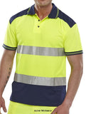 Yellow/blue Two Tone Hi Vis Polo Shirt En471 Cpkstten Beeswift Hi Vis Tops Active-Workwear Two tone Hi Vis Polo Shirt 100% Polyester 3 Button placket Retro-Reflective tape Navy contrast collar shoulders and hem Conforms to EN ISO 20471 Class 2 high visibility XS - S sizes only conform to EN ISO 20471 Class 1 High Visibility 
