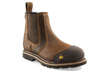 B1990 buckbootz rugged safety dealer boot in dark brown with goodyear welted construction