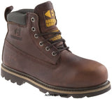 B750 buckbootz hardwearing safety lace boot in dark brown - waterproof goodyear welted boots buckler boots