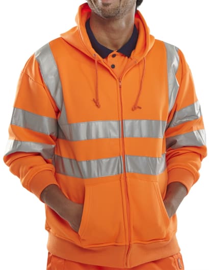 Beeswift b-seen hi vis hoody hooded zipped sweatshirt en471 class 3 ris 3279 - bshssen