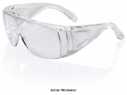 Beeswift Boston Visitors Safety Spectacles (Pack Of 10) - Bbbs Eye Protection Active-Workwear Wraparound clear visitors spectacle., Polycarbonate lens, Ventilated side arms, Width 157mm, Conforms to EN166 and ANSI Z87.1. 