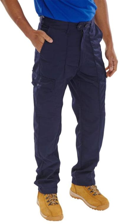 Beeswift budget cargo work trousers with knee pad pockets and sewn in crease - pcthw