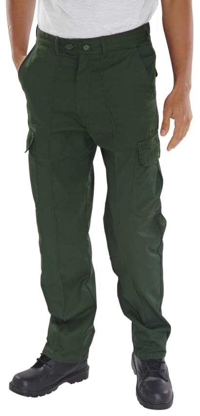 Beeswift budget cargo work trousers with knee pad pockets and sewn in crease - pcthw