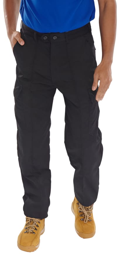 Beeswift budget cargo work trousers with knee pad pockets and sewn in crease - pcthw