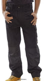 Black Beeswift Premium Multi Pocket Work Trousers With Kneepad Pockets- Cpmpt Kneepad Trousers Active-Workwear Rugged heavyweight polyester cotton fabric , Multi feature design, Holster pockets Large pockets, tool holder, fasteners ,Hard wearing `Duratex` kneepad pockets and hip linings All main seams are triple stitched for maximum strength