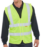 Beeswift Flame Retardant Hi Vis Class 2 Vest En471 Vest App G - Cfrwc Fire Retardant Active-Workwear EN471 Class 2 Vest EN533 Flame Retardant. Use only over EN533 Index 2 or 3 materials and do not use next to the skin. Zip fastening. Reflective material Do not wear next to skin