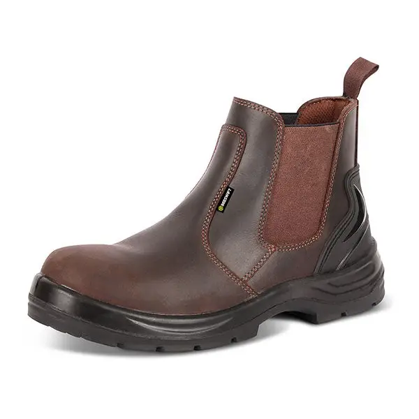 Safety dealer boot brown s3 steel toe and midsole pull on work boots- ctf42