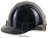 Black Beeswift B Brand Ratchet Wheel Vented Safety Helmet Hard Hat  - Bbvshrh Head Protection Beeswift Active-Workwear Modern Stylish Design, ABS Shell, Vents to crown, lightweight, Wheel ratchet adjustment harness , Slots for attachments, Complete with terry toweling sweatband, Conforms to EN397
