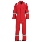 Re Bizflame Flame Retardant Anti static Hi Viz Boiler Suit/Coverall FRAS- FR50 Boilersuits & Onepieces Active-Workwear This Portwest Biz Flame FR50 coverall is perfect for the demands of the offshore industry. Constructed with a highly innovative flame-retardant fabric with high visibility reflective tape double stitched for enhanced visibility. Meeting all the required EN standards, features include triple stitched seams, high visibility strips on shoulders, arms and legs