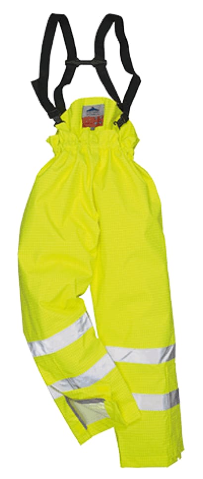 Bizflame rain unlined hi-vis antistatic flame retardent bib trouser ris 3279-s780