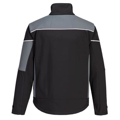 Black/grey pw3 breathable windproof softshell work jacket 3 layer -pw378