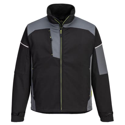 Black/grey pw3 breathable windproof softshell work jacket 3 layer -pw378