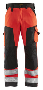 Blaklader 15660hi vis class 2 lightweight work trousers with knee protection