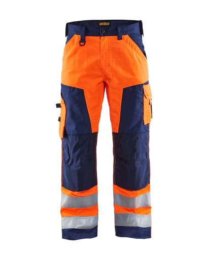 Blaklader 15660hi vis class 2 lightweight work trousers with knee protection