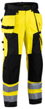 Blaklader 1567 waterproof hi vis softshell trousers with kneepad and nail pockets - rail ris compliant